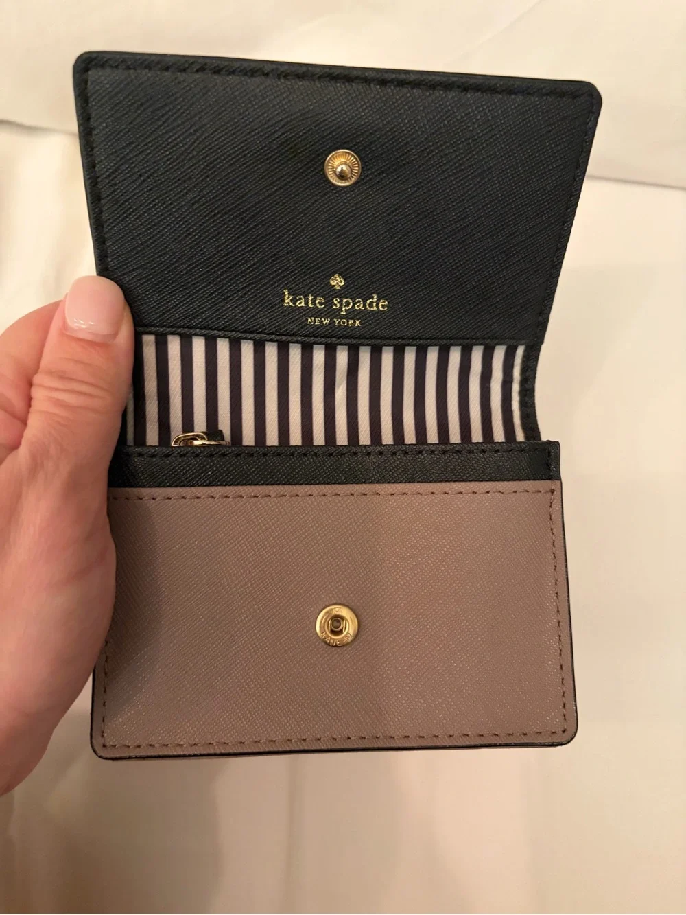 kate spade Black and Lavender/Gray Saffiano Leather Key & Card Holder